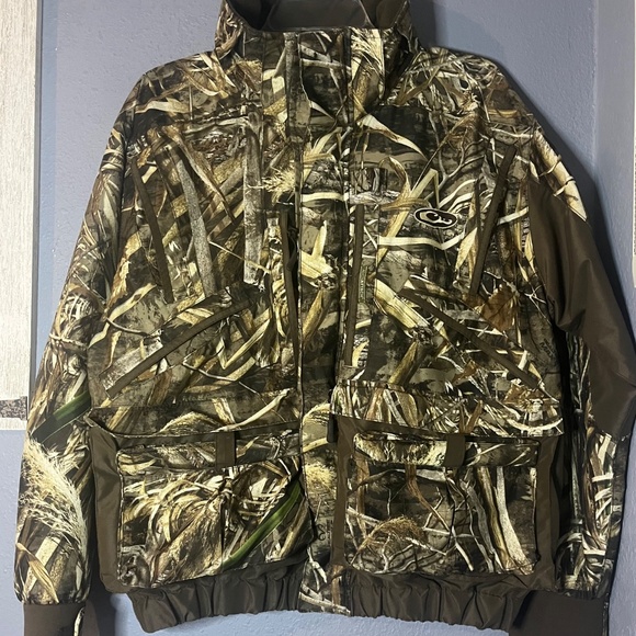 Drake Waterfowl Refuge Jacket Mens Small Realtree Max 5 Magnattach Camo Hunting - Picture 2 of 11